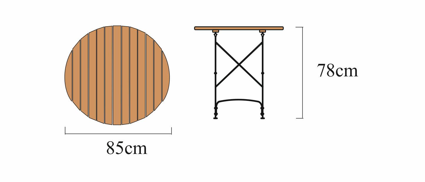 Wymiary-23_productfull Holz Klapptisch Maja Flachstahl-Robinie Ø85cm