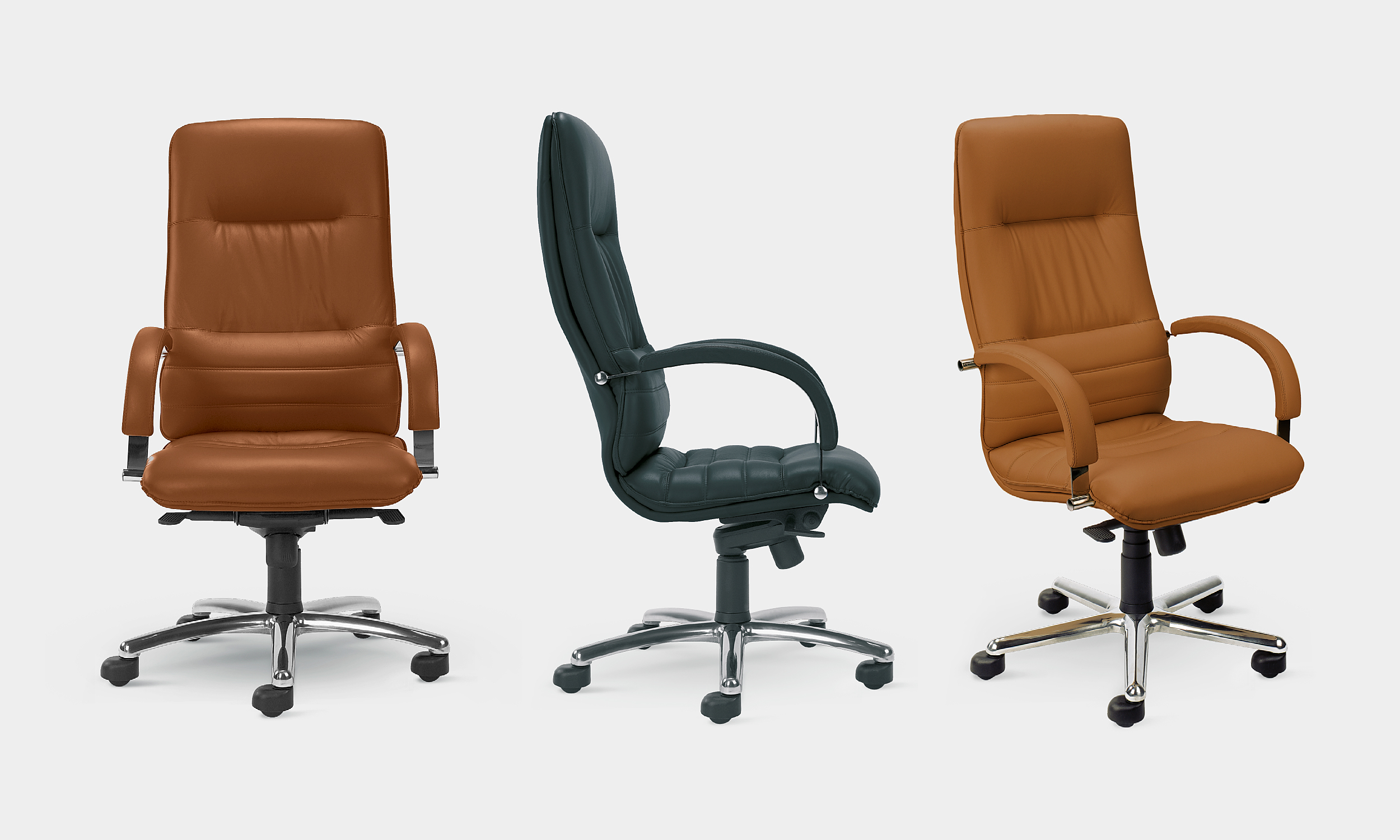 BÜRODREHSTUHL LINEA. CHEFSESSEL Echtleder in anthrazit