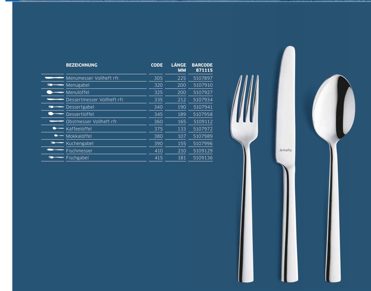 Menue Set Elegance 18/10. 7204