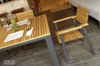 Gartenmöbel-Set 7-tlg. 5 Stühle 1 Bank und ein Tisch 200x100